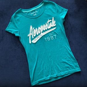 Aeropostale Turquoise Crew Neck T-shirt